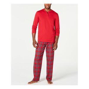 FAMILY PJs Mens Red Long Sleeve Top Straight leg Pants Pajamas Big & Tall 1XB
